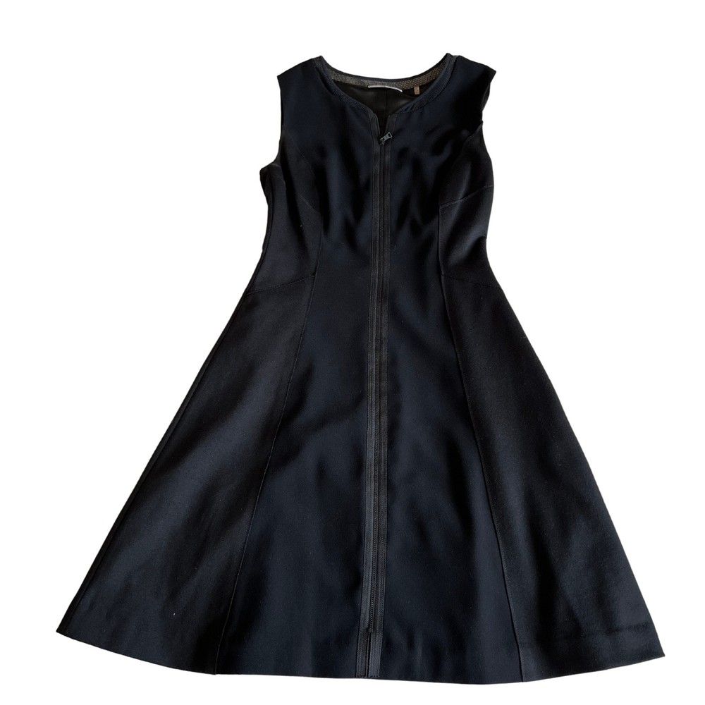 Tahari Dress Women’s Size 2US -UK6 Black Sleeveless Front full zip
